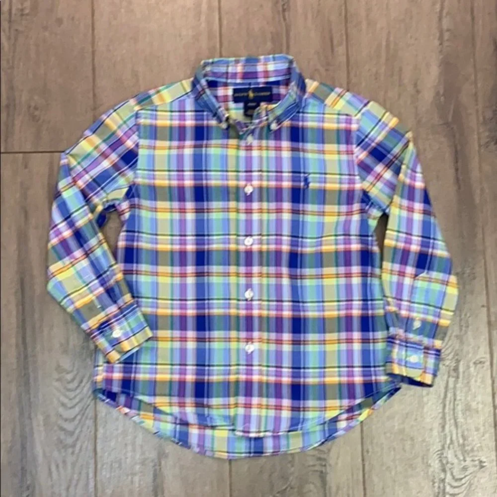 Ralph Lauren Boys Plaid Cotton Button Down Shirt